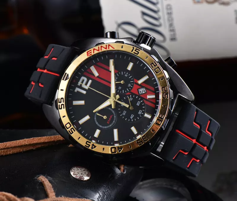 Top Original Brand Business Senna Style orologio da uomo funzione impermeabile movimento al quarzo cinturino in Silicone orologi multifunzione
