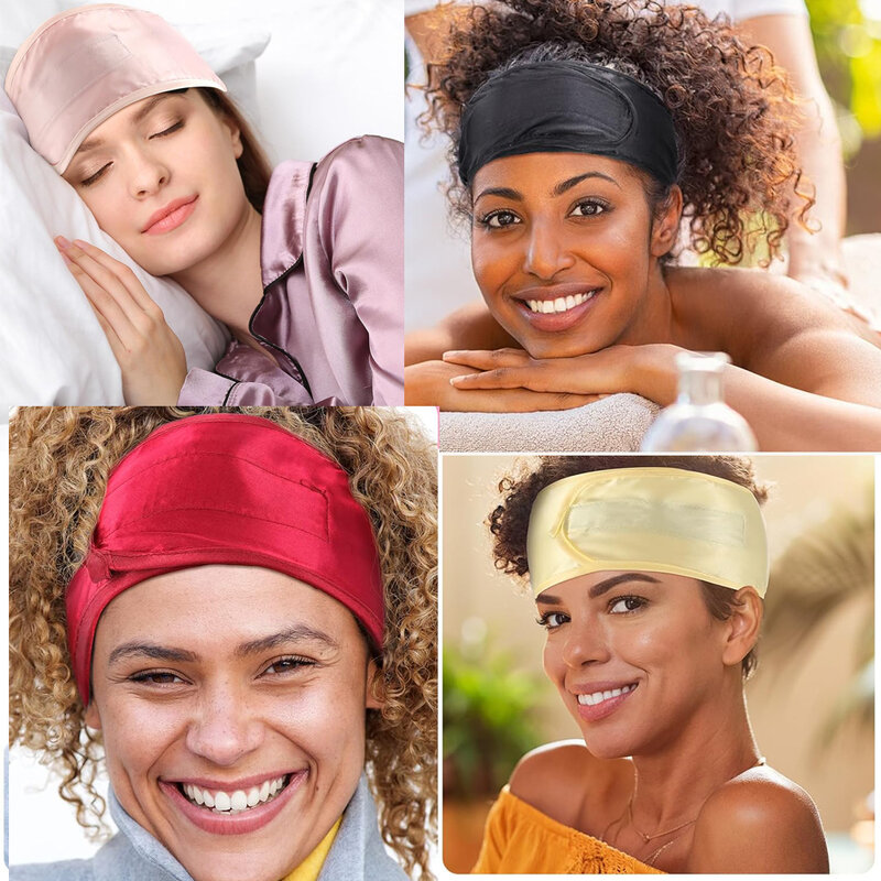 Diadema Facial ajustable de satén sedoso para mujer, banda para el cabello de maquillaje de baño, diademas para lavado de cara, toallas suaves, accesorios para el cabello