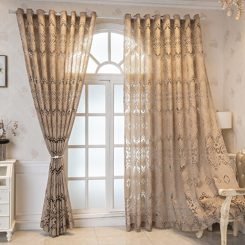 Cortinas de tul europeas para sala de estar, dormitorio, comedor, balcón de lujo, transparente, bordado hueco, Villa personalizada