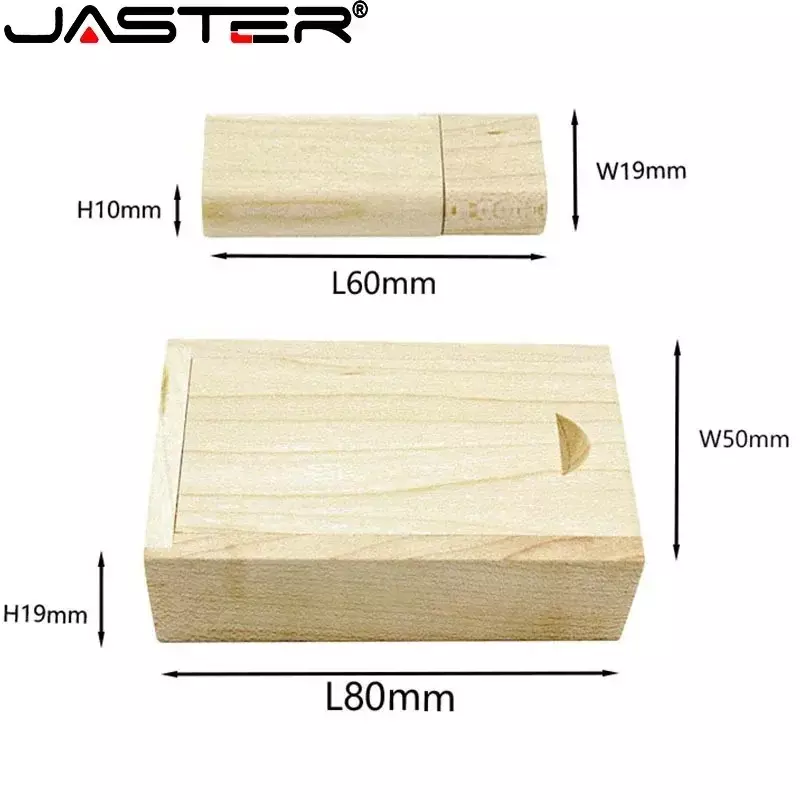 JASTER-memoria USB de madera de bambú con logotipo personalizado, pendrive de 16GB, 32GB y 64GB, regalo de boda