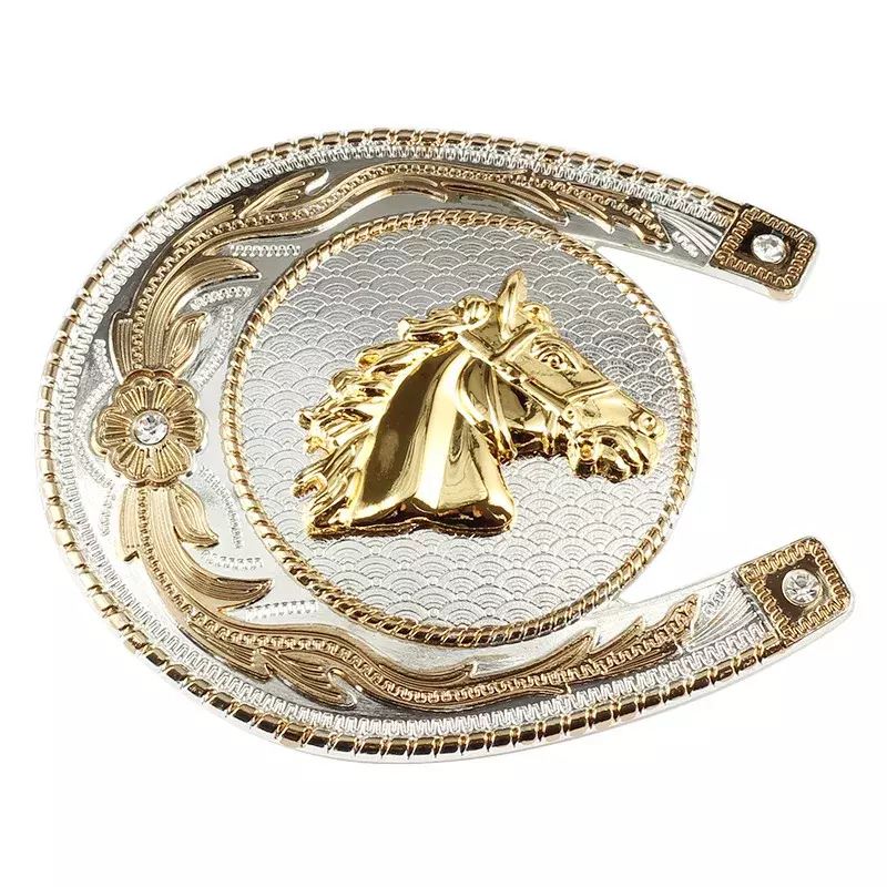 Golden Horse Head Belt Buckle Equestrian Athlete Clothing Accessories