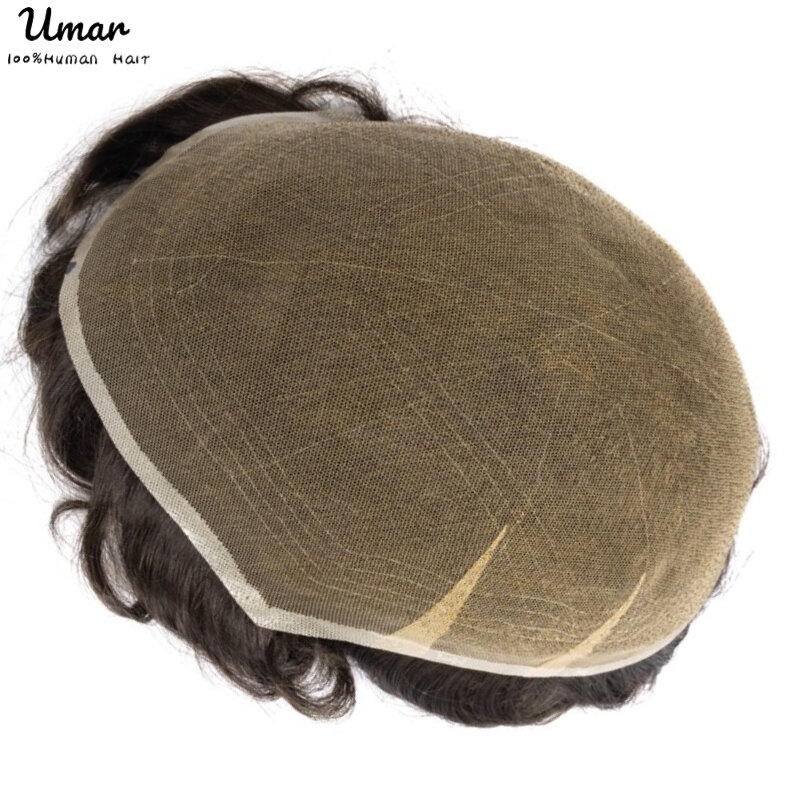 Парик мужской кружевной основа, дышащий капиллярный протез из натуральных волос, парик для мужчин