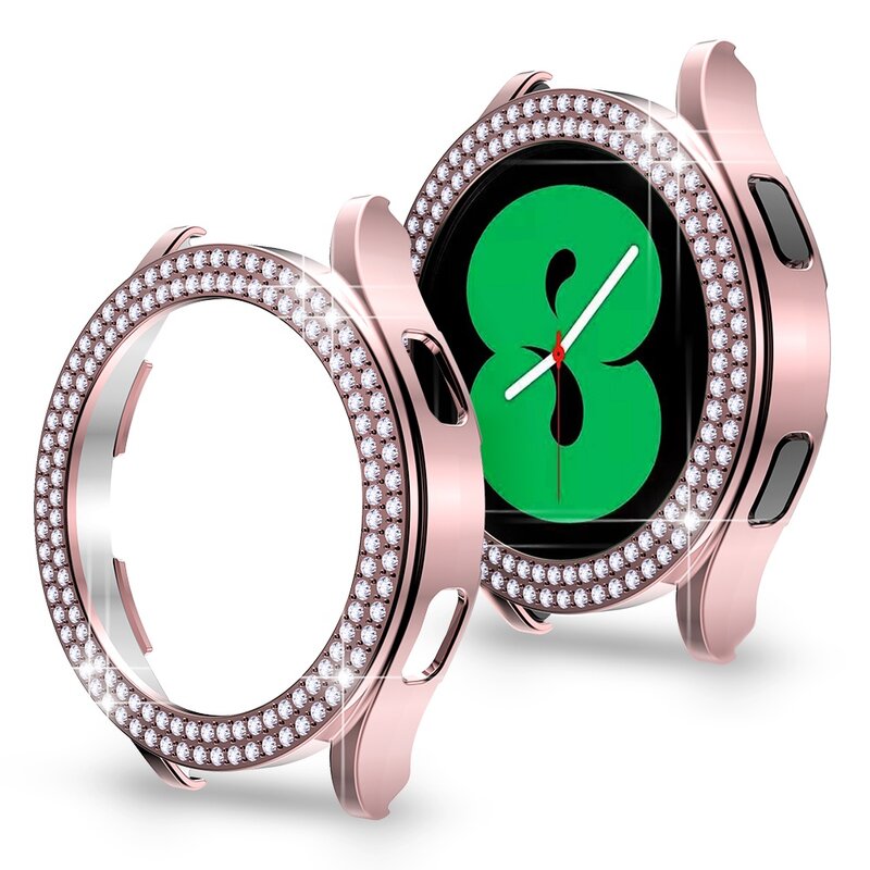 Caso protetor de diamante para samsung galaxy watch 4, quadro leve para mulheres, para pc bumper, ativo 2, moda, 40mm, 44mm