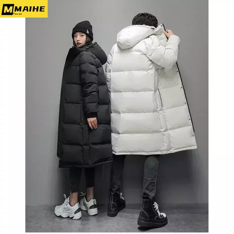 Baru-20 °C jaket panjang pria jaket musim dingin hangat ringan putih bebek bawah mantel pria Streetwear mantel pakaian wanita