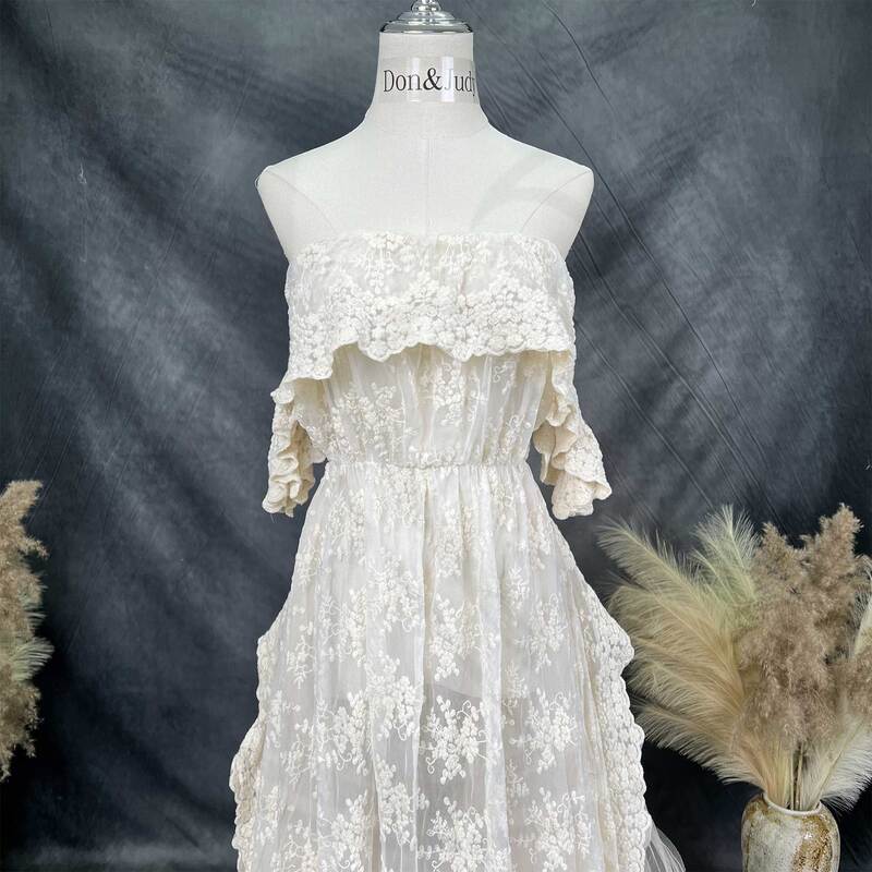 Don&Judy Elegant Wedding Dress Bride Engagement Party Prom Long Gown Women Photoshoot Princess Pregnancy Off Shoulder Large Size