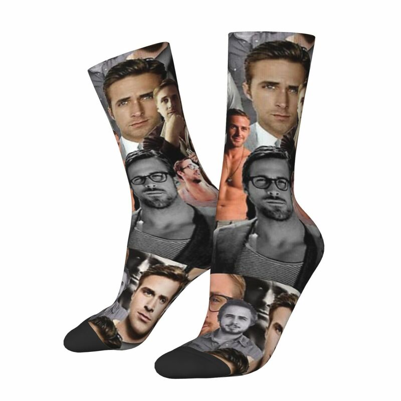 Ryan Gosling Collage Socks Harajuku Super Soft Stockings All Season Long Socks Accessories for Man's Woman's Christmas Gifts