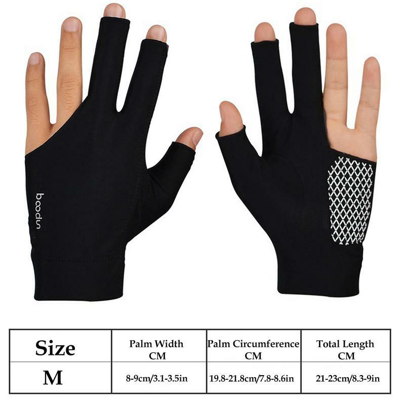 Rękawice bilardowe elastyczne profesjonalne rękawice do gry w bilard elastyczne 3 palce rękawice sportowe dla strzelców bilardowych
