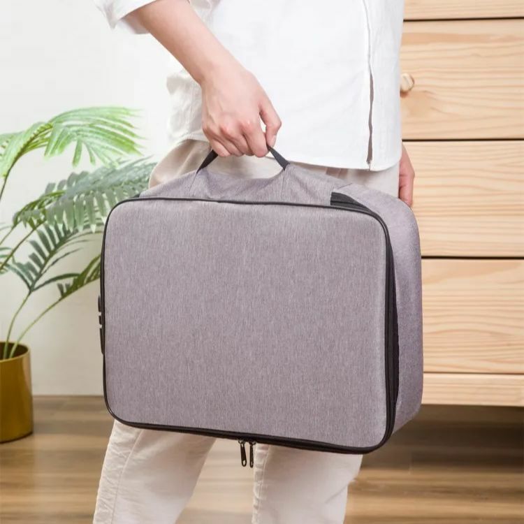 Tas koper kapasitas besar, tas penyimpanan dokumen perjalanan pria, kantong alat tulis meja buku, paket aksesori produk elektronik kantor