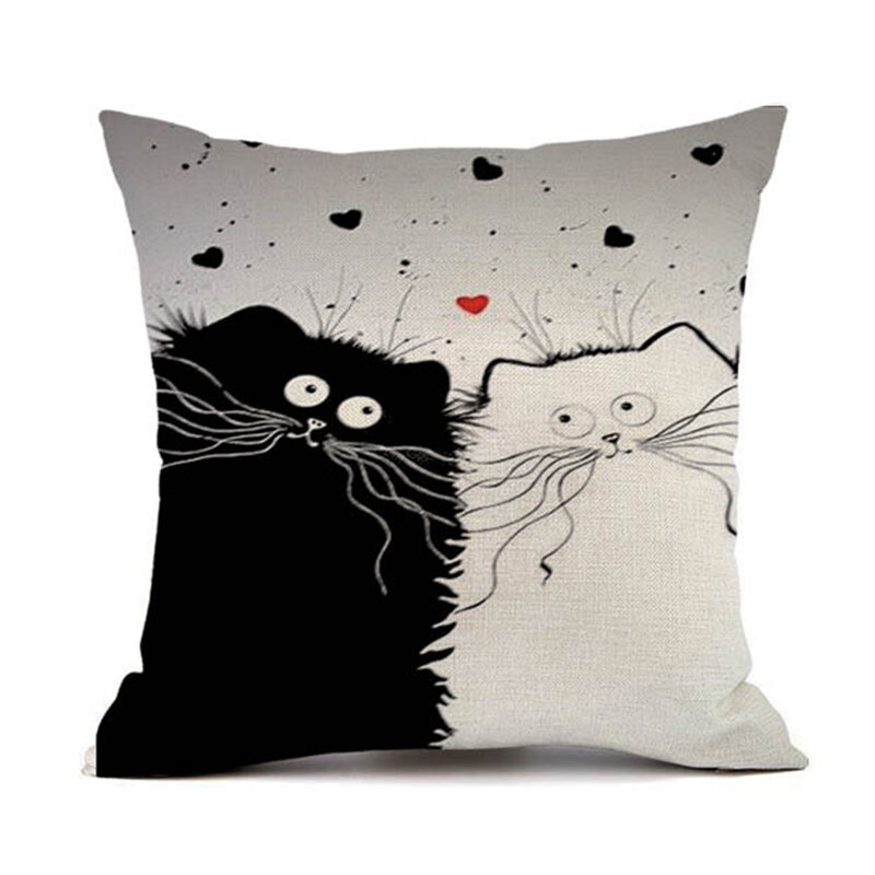 Europäischen-Stil Leinen Digitaldruck Katze Leinen Umarmung Sofa Kissenbezug DDD57