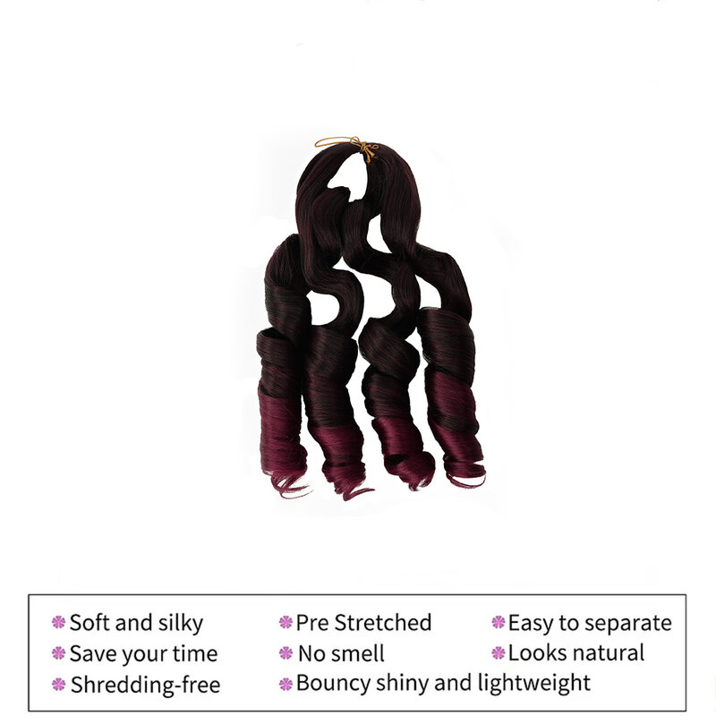 Rizos franceses sintéticos para mujer, extensiones de cabello trenzado en espiral, cabello preestirado de ganchillo de onda suelta sintética