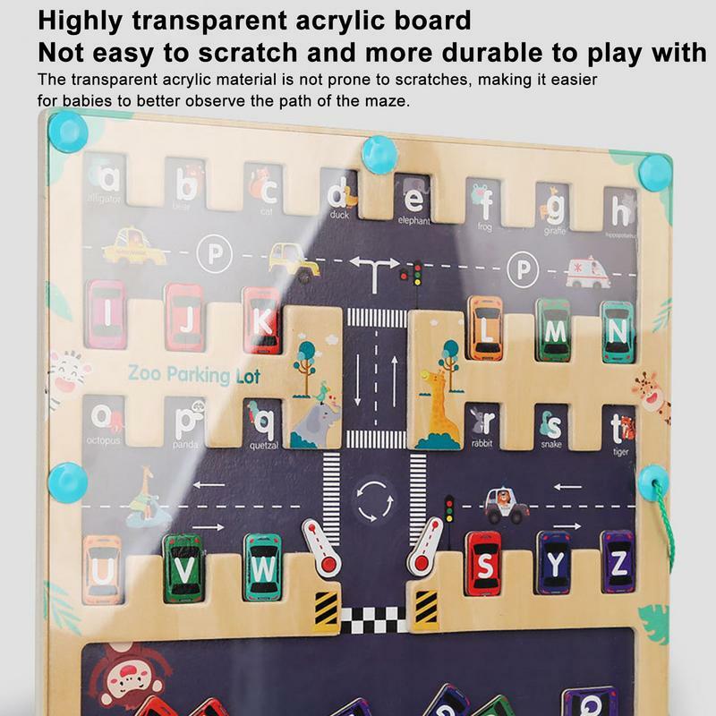 Papan labirin alfabet magnetik mainan edukasi labirin labirin mainan edukasi papan aktivitas Puzzle kayu mainan pembelajaran keterampilan motorik halus