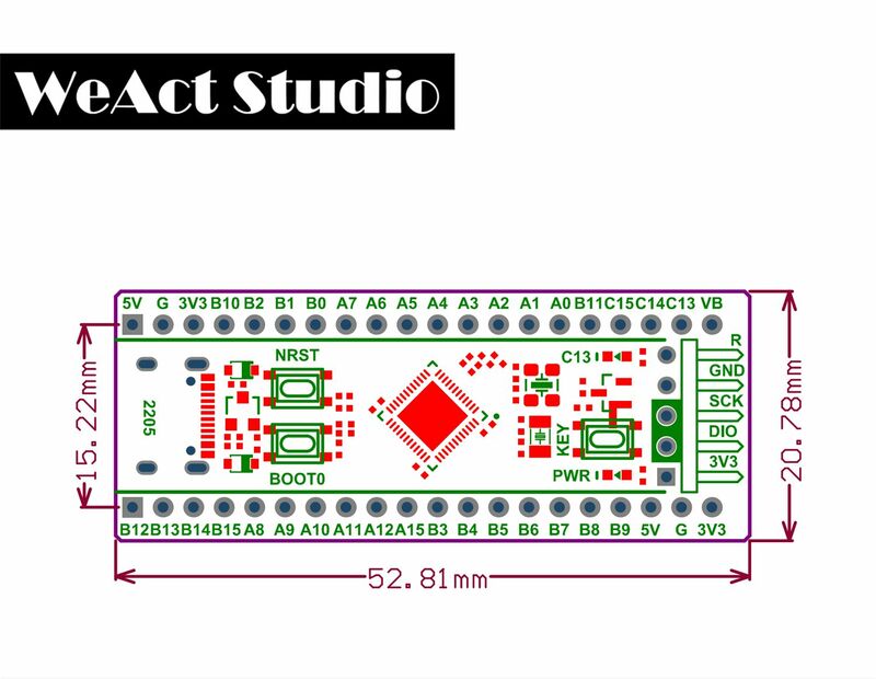 Weaxie BlackPill-Micropython de développement de carte d'apprentissage, carte de base STM32F411CEU6, STM32F411, STM32F4, STM32