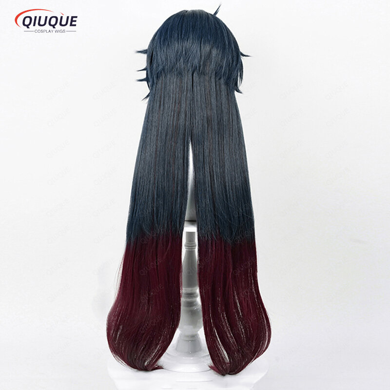 Gioco Honkai Star Rail Blade parrucca Cosplay lunga blu scuro gradiente rosso scuro resistente al calore capelli parrucca Cosplay sintetica + cappuccio parrucca
