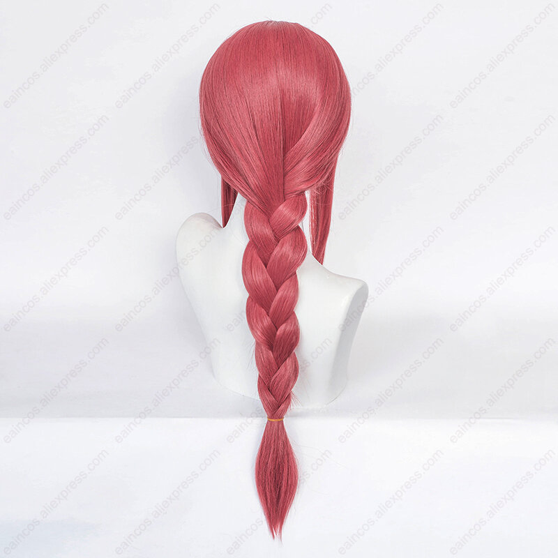 Anime Makima peruka do Cosplay 70cm długa róża czerwona plecione peruki żaroodporna syntetyczna skóra głowy impreza z okazji Halloween peruki