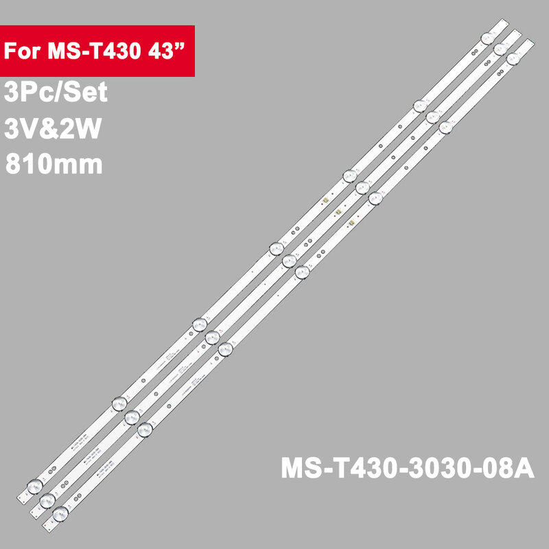 3v2w 810mm led tv backlight tira barra para MS-T430 43 polegada MS-L3452 V2MS-T430-3030-08A akai aktv4329m