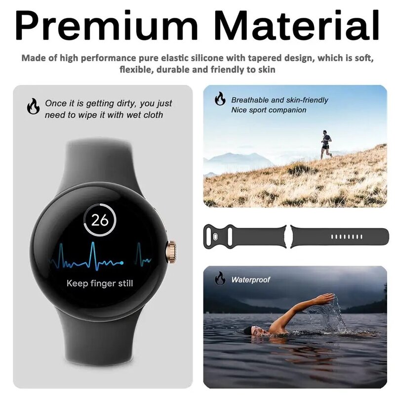 Correa de silicona sin huecos para Google Pixel Watch 2, pulsera deportiva para reloj inteligente, accesorios para Pixel Watch, banda activa