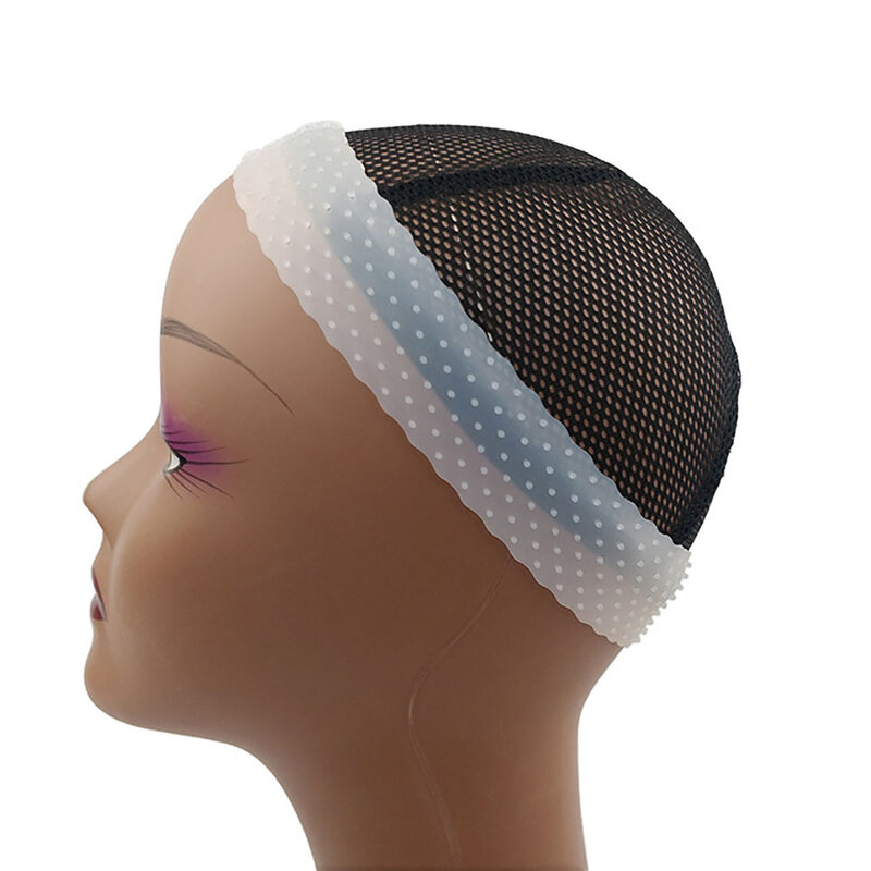 Anti-Slip Transparente Silicone Wig Band, Headband elástico ajustável para o suporte da peruca, banda respirável, pequeno buraco