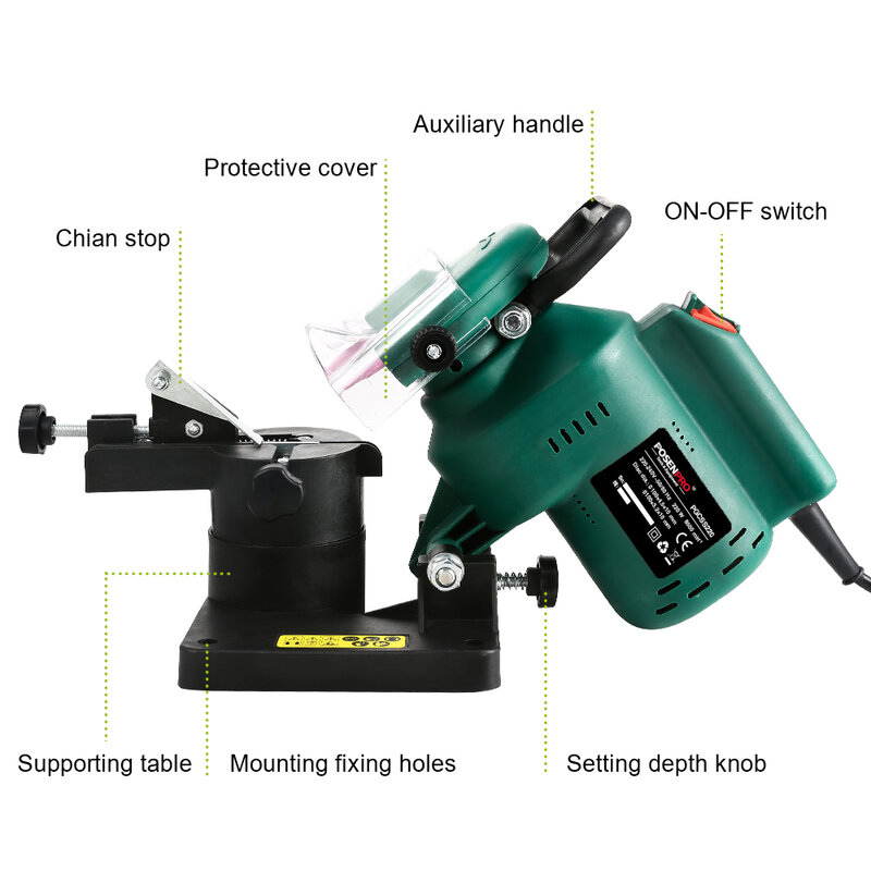 Electric Chain Saw Sharpener 220W Chain Grinder 100mm 4" Machine for Grinding Chains Portable Electric Chainsaw Sharpener