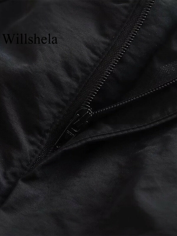 Willshela-pantalones Cargo de paracaídas para mujer, pantalón Vintage de cintura alta elástica, corte de bota elegante
