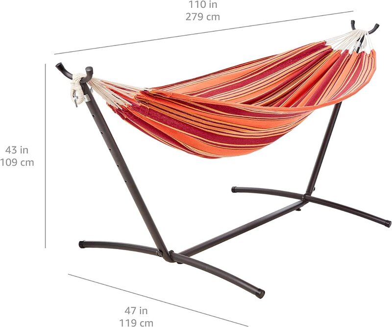 Basics Double Hammock with 9-Foot Space Saving Steel Stand and Carrying Case, 450 lb Capacity