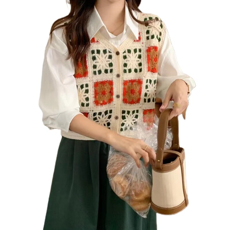 Chaleco de ganchillo Floral bohemio para mujer y niña, camisetas sin mangas que combinan con todo, chaleco informal de estilo francés