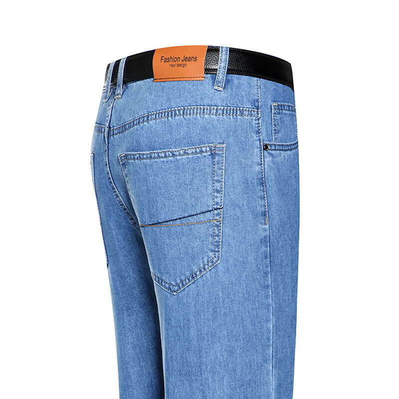 Pantalones de mezclilla elásticos para hombre, Vaqueros informales de negocios, de algodón puro, 2022, de pierna recta, talla grande 40 42, 100%