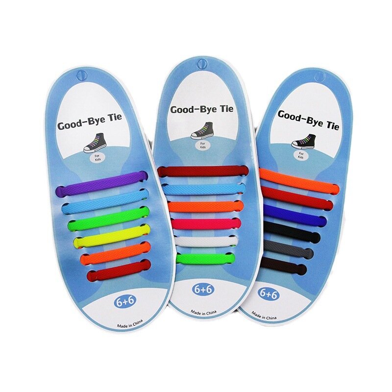 Cordones de silicona coloridos para niños, zapatillas elásticas fáciles, cordones de goma de moda, 12 unids/set