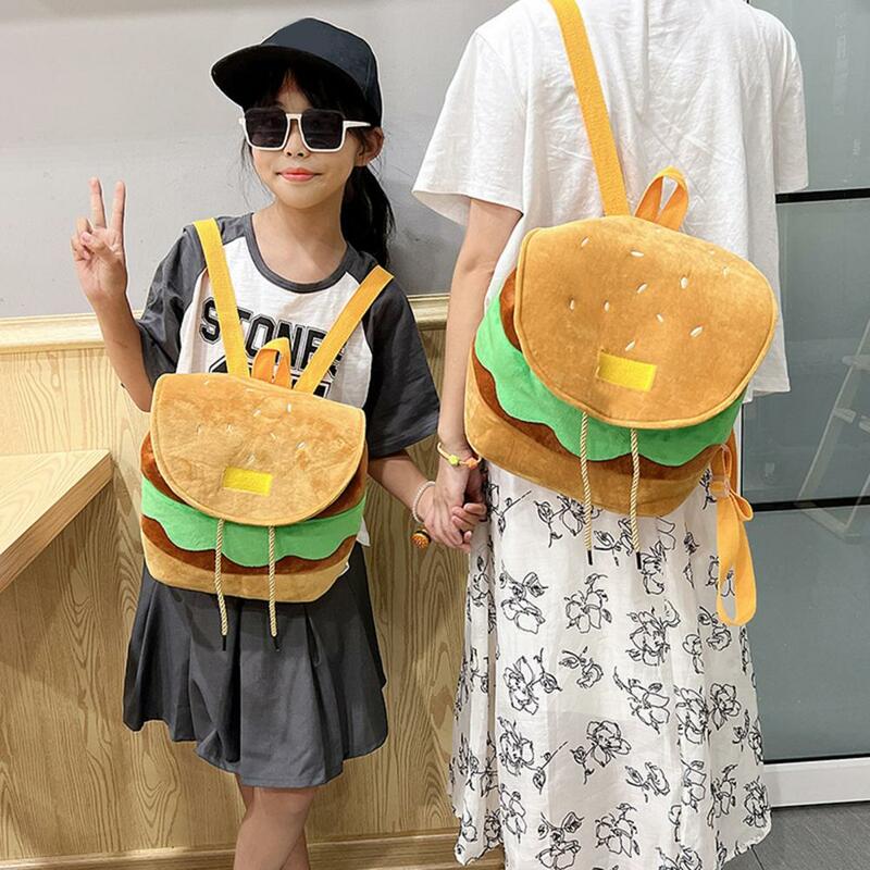 Bonita mochila con diseño de hamburguesa para mujer, morral escolar de gran capacidad con correa ajustable y cierre de cordón, con dibujos animados divertidos para niñas y niños