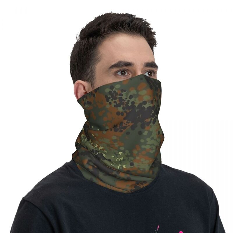 Flecktarn Camouflage Bandana Neck Gaiter Printed Face Scarf Warm FaceMask Running For Men Women Adult All Season