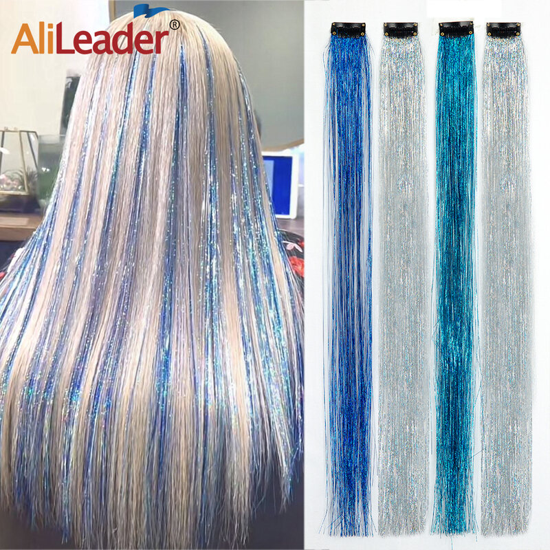 New Hair Tinsel Clip In Extensions Shiny Sparkle Hair Tinsel Glitter Fairy Hair Tinsel Kit Clip In Sparkle Hair Extension 19.5In