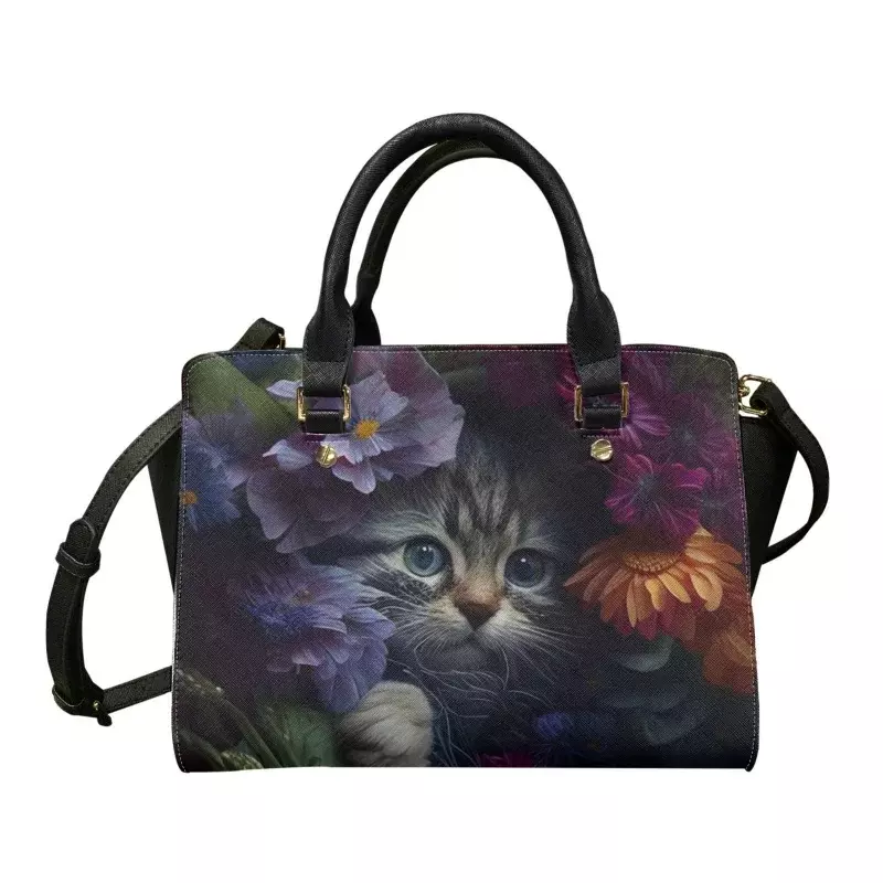 2023 Mode Bloem Katten Gedrukt Luxe Vrouwen Handtassen Dames Totes Bag Casual Crossbody Tassen Bakken Sac Een Mian