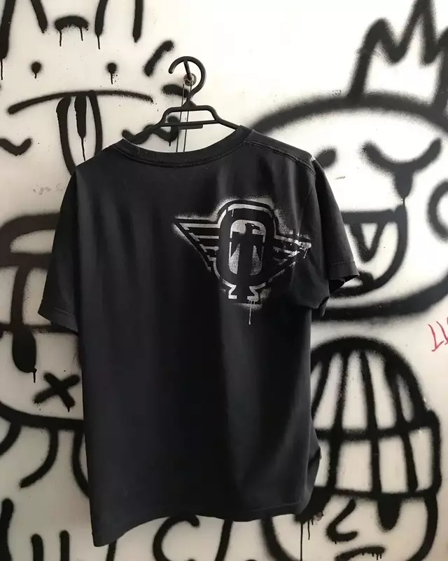 Y2k TAPOUT damska uliczna amerykańska z okrągłym dekoltem rock and roll casual para t-shirt czysta bawełna retro gotycka luźny T-shirt z nadrukiem