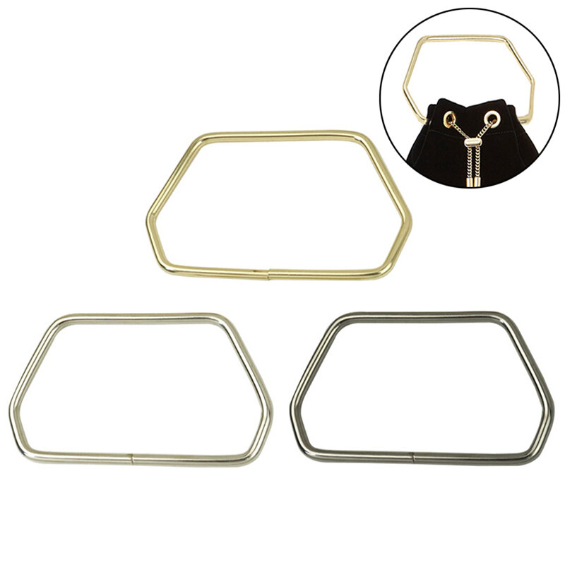 Asa de Metal trapezoidal Hexagonal para bolsos, accesorio de bricolaje, correa de bolso, marco de monedero dorado y plateado, Hardware de equipaje, 11,7 CM