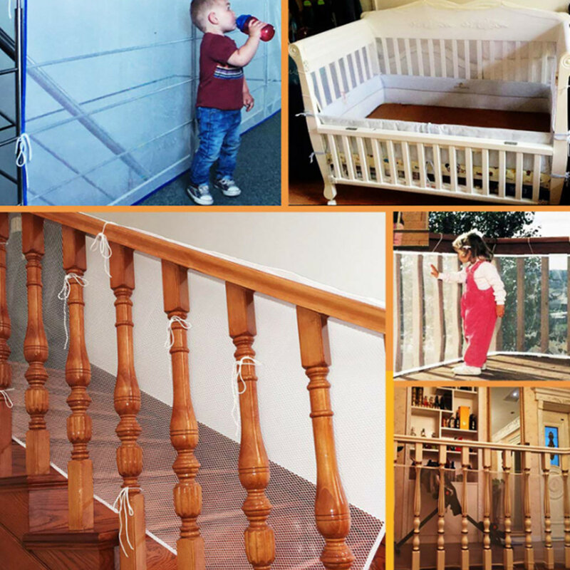 Safety Net Kids Stairs Safety Railing & Banister Guard kid Thick Hard Mesh Netting Protection Rail Balcony Stair Fence kid Fence