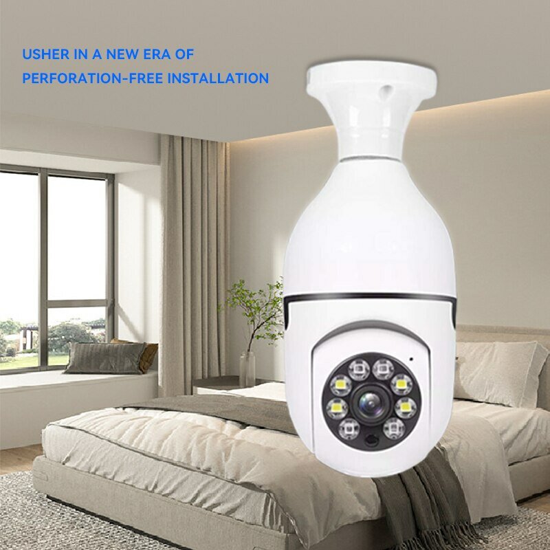 Cámara de vigilancia con bombilla, visión nocturna a todo Color, seguimiento humano automático, Zoom, Monitor de seguridad interior, Wifi