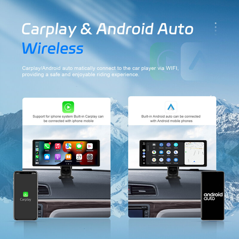 Podofo 11.3 ''Smart Screen Player 8Core 2 + 32G Car Monitor Dash Cam Dashboard Carplay Android Auto navigazione GPS WIFI Bluetooth