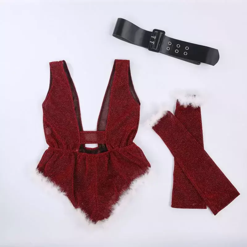여성용 크리스마스 점프수트 잠옷 란제리, 섹시한 바디수트, 에로틱 속옷, 비키니, 베이비돌 포르노 코스프레, 테디 속옷