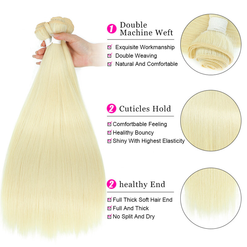 Long Straight Hair Bundles Extensions, Cabelo sintético liso, Ombre Hair Weaving, Resistente ao calor, Completo para Fim