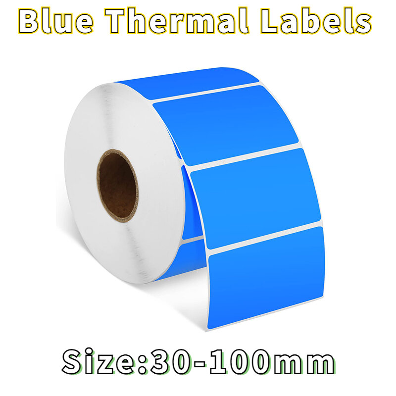 Etiquetas térmicas de envío, etiqueta adhesiva azul, etiqueta de código de barras perforada para dirección de código de barras y FBA para Rollo, cebra, escritorio