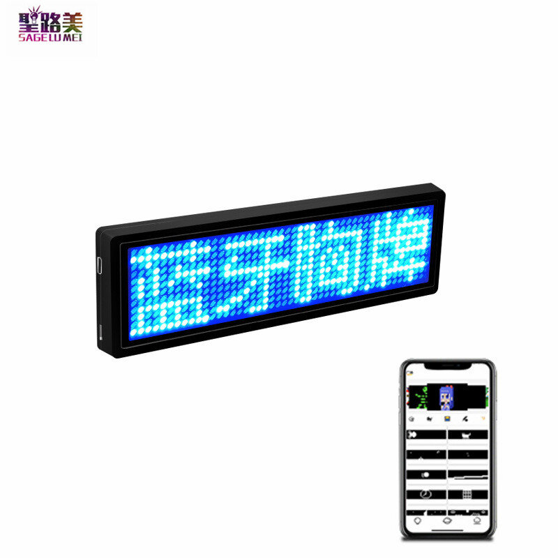 Wiederaufladbare Bluetooth Digital LED Abzeichen DIY Programmierbare Scrollen Nachricht Mini LED Name Tag 15 Display Sprachen Abzeichen Modul