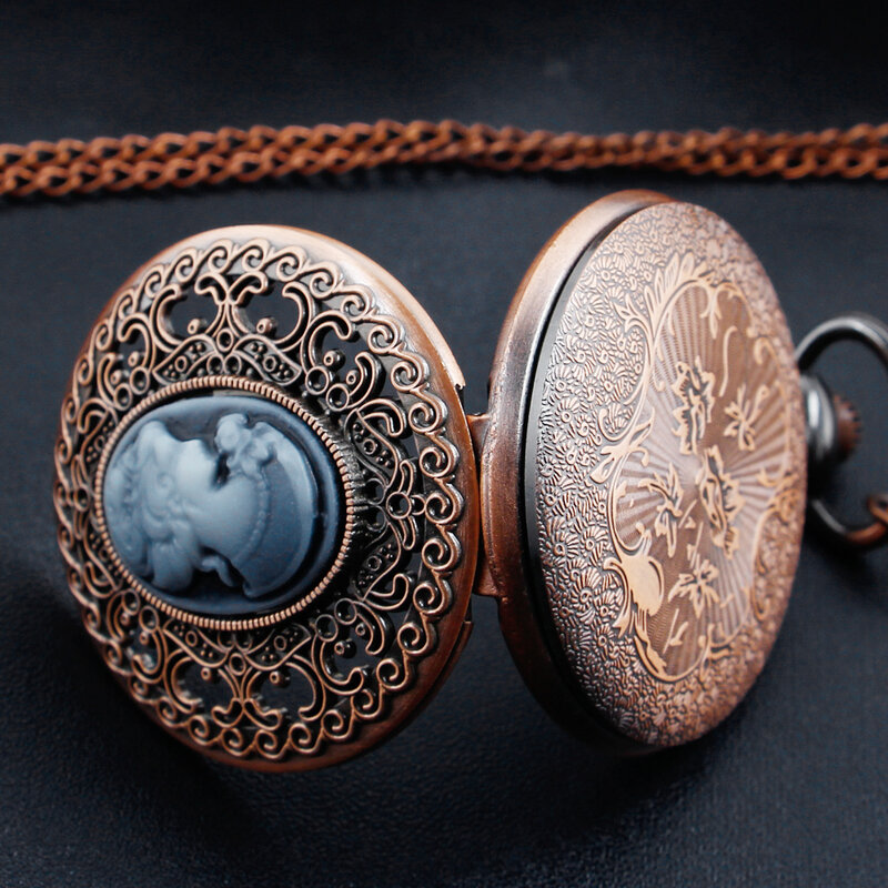 Mulheres quartzo colar relógio de bolso, antigo, retrô, popular, presente requintado com corrente