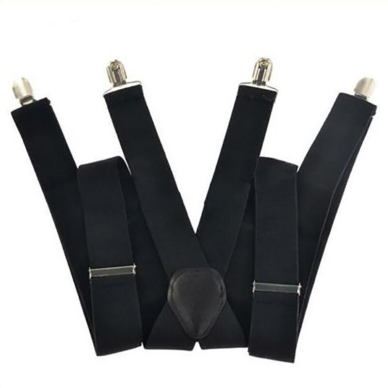 Celana Suspender Pria, Suspender tinggi elastis dapat diatur 4 klip kuat, celana berat X punggung pemegang pakaian pernikahan