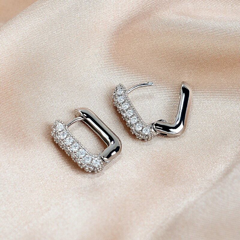 2022 минималистичные Геометрические Квадратные кристаллы CZ Большие серьги-кольца Huggies для женщин модные золотистые металлические Свадебные украшения в подарок