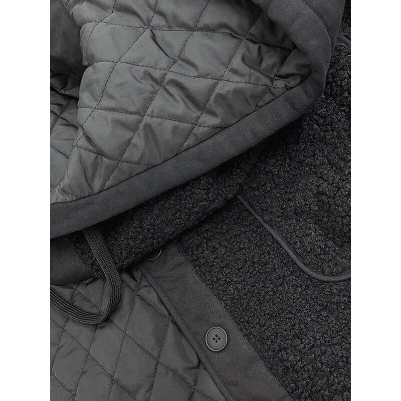 Jaqueta de lã de cordeiro feminina, coreana solta, acolchoada, espessa, quente, parka com capuz, casaco, outwear, falso, 2 peças, novo, inverno