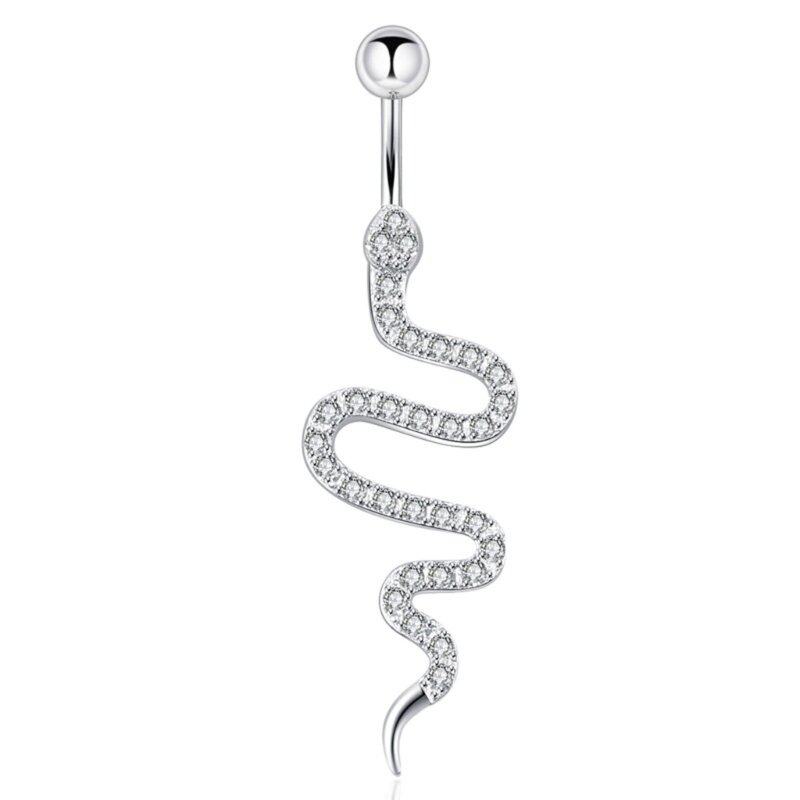 Fashion Snake Design Belly Button Rings Sparkling Zircon Navel Ring Piercing Bars Sexy Body Jewelry for Women and Girls
