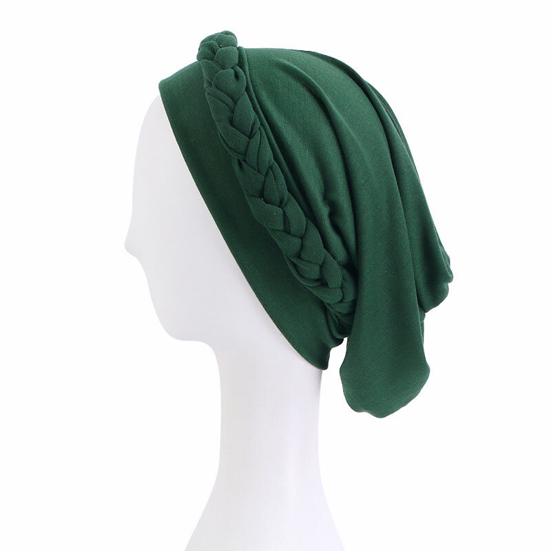 Turban kepang India topi Bonnet Hijab Muslim wanita topi Kemo penutup rambut rontok Islam syal kepala bungkus bandana Afrika
