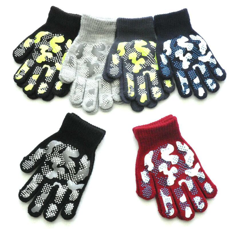 5-11Y guanti caldi lavorati a maglia invernali per bambini per ragazzi e ragazze studenti nuovi guanti antiscivolo mimetici guanti da sci da ciclismo all'aperto