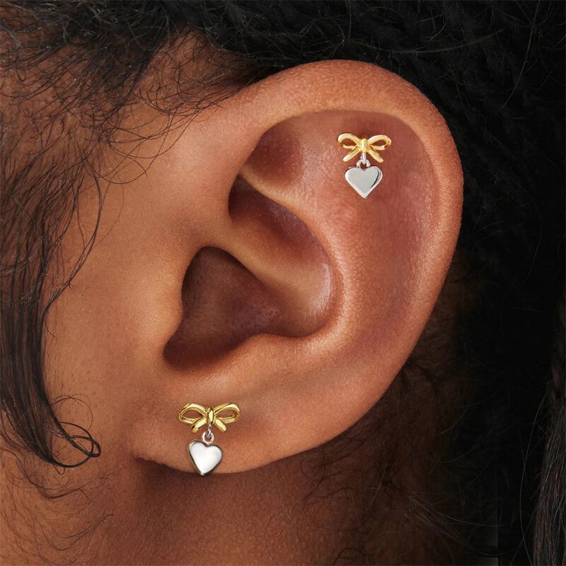 CANNER 2024 New Trend S925 Sterling Silver Mini Love Heart Piercing orecchini per le donne Fine Jewelry regali Pendientes Plata