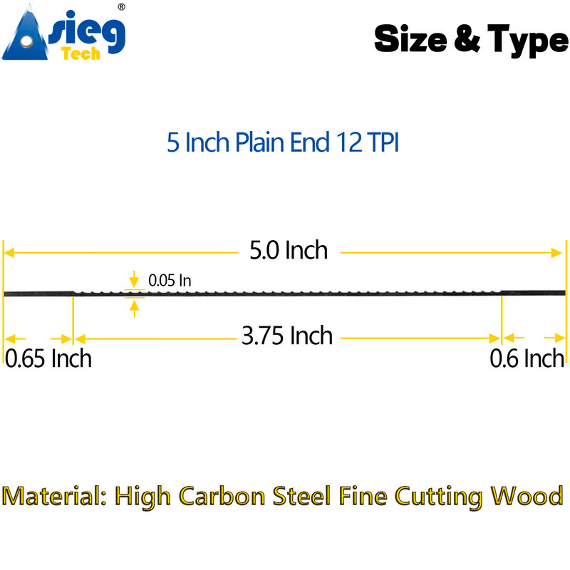 5インチのスクロールソーに適合したプレーンな固定刃セット (12 tpi、1〜40個) の5インチのロールソーに適合