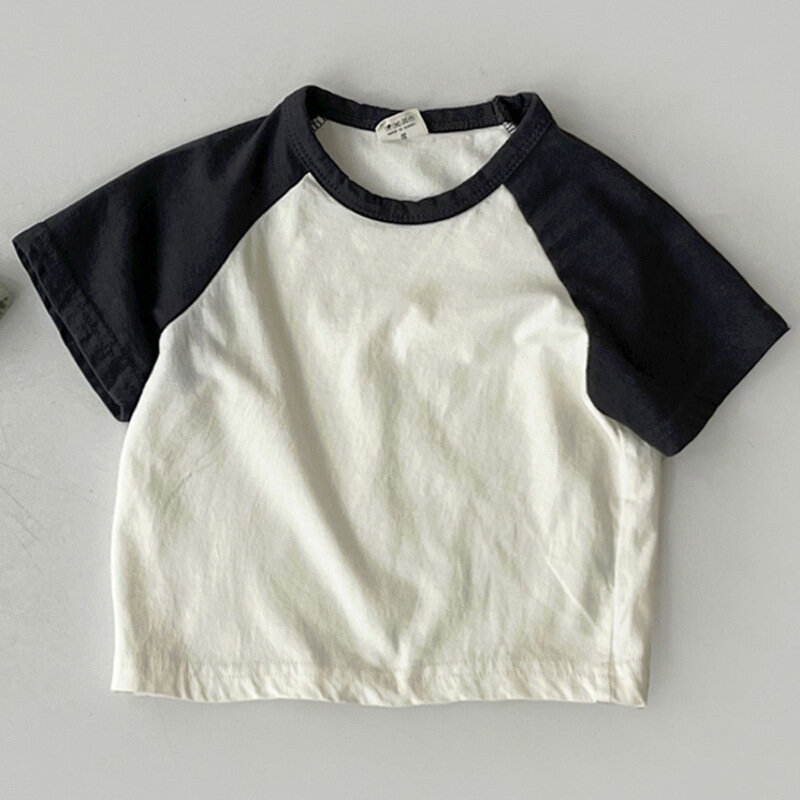 2024 Zomer Nieuwe Baby Korte Mouw T-Shirts Katoenen Kinderen Casual T-Shirt Mode Baby Effen Bodemtops Voor Jongens Meisjeskleding